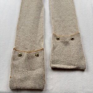 Michael Kors Knit Scarf w Button Detail Tan Cream Metallic Gold Accent‎